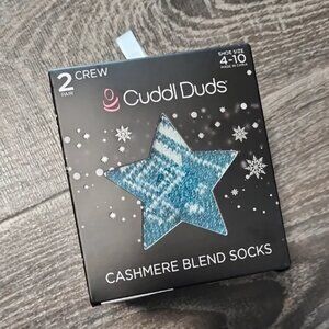 2 Pair Cuddl Duds Cashmere Blend Crew Socks